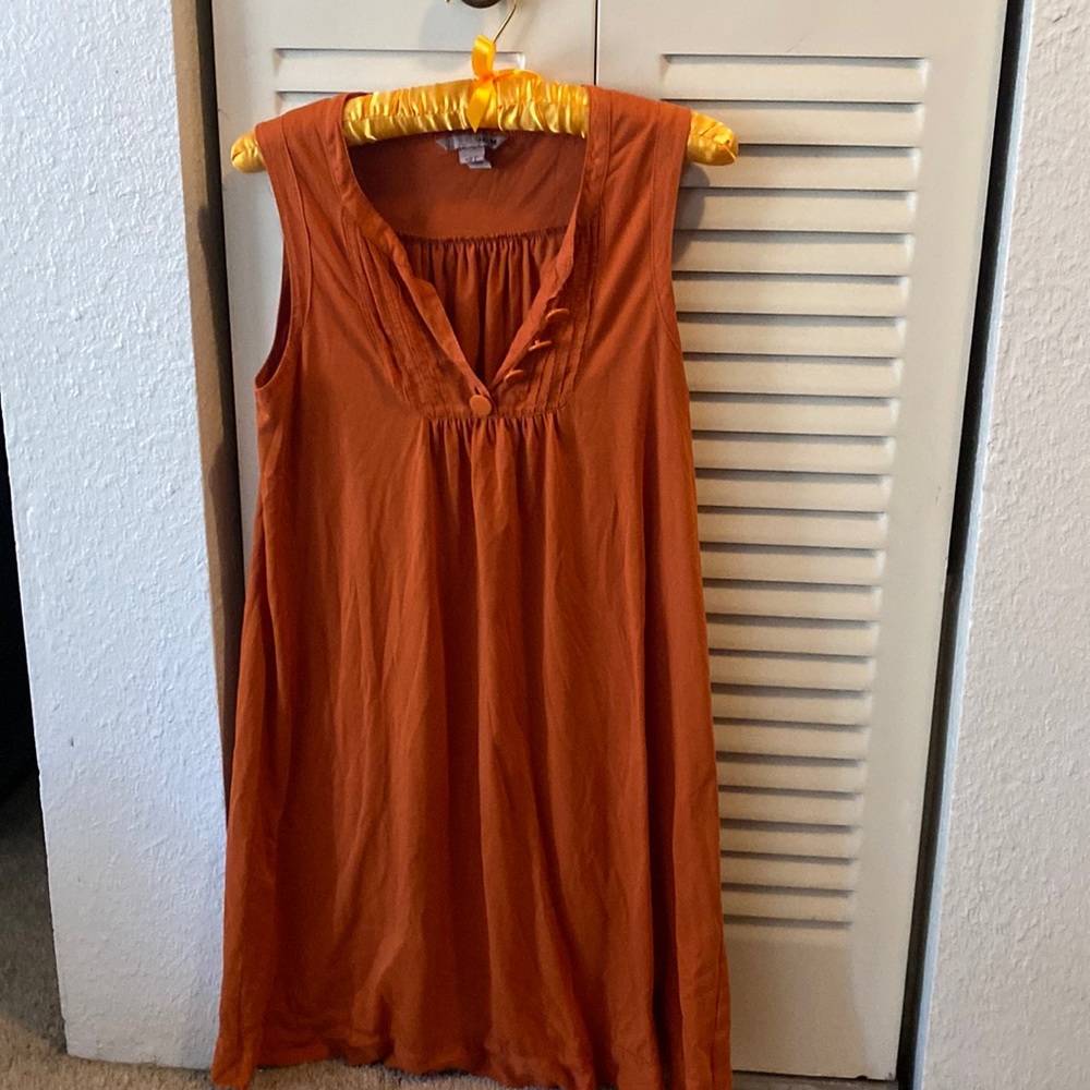 H& M orange sleeveless shirt dress